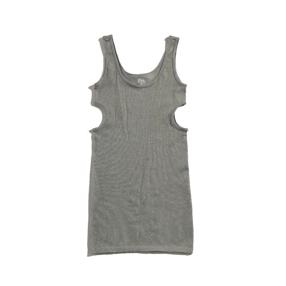 FCT Basics Tank Dress Womans Size L Gray Ribbed Side Cutouts Stretch - Picture 1 of 5